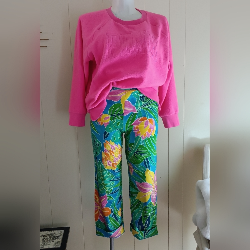 Lauren Ralph Lauren Tropical Print Ankle Pants Side Zip Colorful Sz 10 - Picture 10 of 15